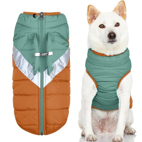 Gooby Mountaineer Hundejacke – Jade, Größe M – Warmer Mantel mit Reißverschluss und Doppel-O-Ring-Leine – Winter-wasserabweisender kleiner Hundepullover – Hundekleidung für kleine Hunde und von GOOBY