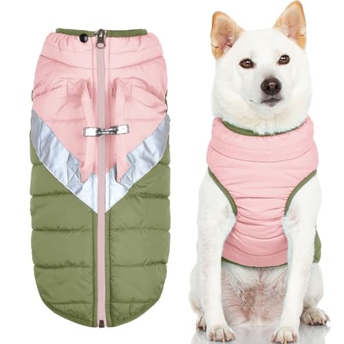 Gooby Mountaineer Hundejacke – Pfirsich, Größe XS – Warmer Mantel mit Reißverschluss und doppelter O-Ring-Leine – Winter-wasserabweisender Pullover für kleine Hunde und mittelgroße Hunde von GOOBY