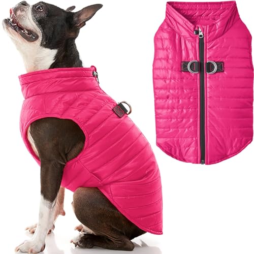 Gooby Puffer Hundeweste – Pink, Größe L – Ultra Dünn Wasserabweisend Reißverschluss Hundejacke mit DRingLeine – Kleiner Hundepullover mit Reißverschluss Windschutz – Hundekleidung für drinnen und von GOOBY