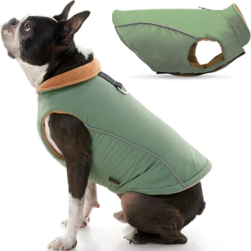 Gooby Sportweste Hundejacke – grün, X-Large – reflektierende Hundeweste mit D-Ring-Leine – warmes Fleece gefüttert für kleine Hunde, Klettverschluss, Hundekleidung für kleine Hunde Jungen oder Mädchen Hundepullover von GOOBY