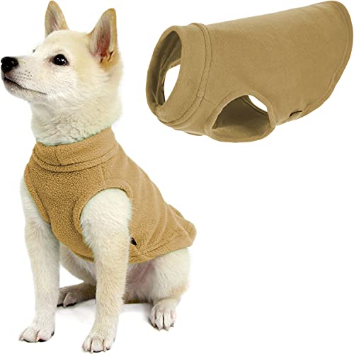 Gooby - Stretch Fleece Vest, Pullover Fleece Vest Jacket Sweater for Dogs, Sand, Medium von GOOBY