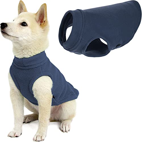 Gooby - Stretch-Fleece-Weste, Pullover, Fleece-Weste, Jacke, Pullover für Hunde, Indigoblau, Größe S von GOOBY