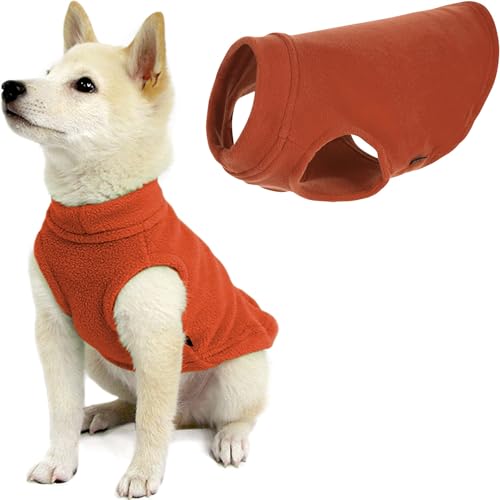 Gooby Stretch Fleece Weste Hundepullover - Kürbis, Medium - Warme Pullover Fleece Hundejacke - Winter Hundekleidung für kleine Hunde Junge oder Mädchen - Hundepullover für kleine Hunde zu Hundepullover für große Hunde von GOOBY