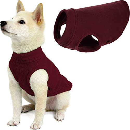 Gooby - Stretch Fleece Weste Pullover Fleece Weste Jacke Sweater für Hunde, Burgunderrot, Größe M von GOOBY