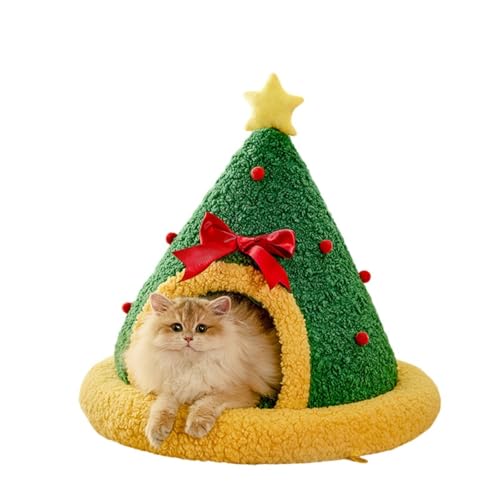 Weihnachtsbaum-Katzenbetten für Hauskatzen, Katzennest, Weihnachtskatzenhaus, stilvolles und waschbares Katzenbett, 2-in-1, abnehmbar, bequem, warm, Haustierhöhle (Weihnachtsbaum, L) von GOOD STUDY SIX 2023