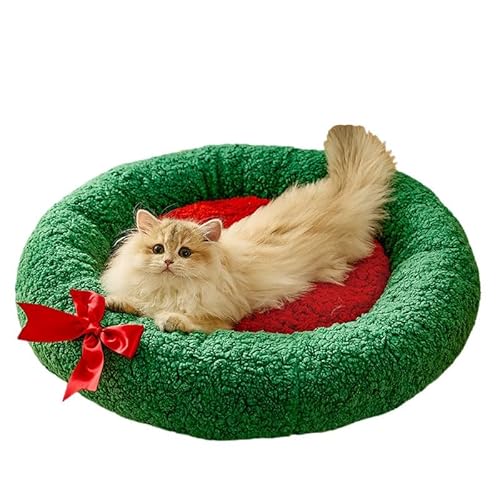 Weihnachtsbaum-Katzenbetten für Hauskatzen, Katzennest, stilvolles und waschbares Katzenbett, 2-in-1, abnehmbar, bequem, warm, Haustierhöhle (Schleife, Katzenstreu, m) von GOOD STUDY SIX 2023