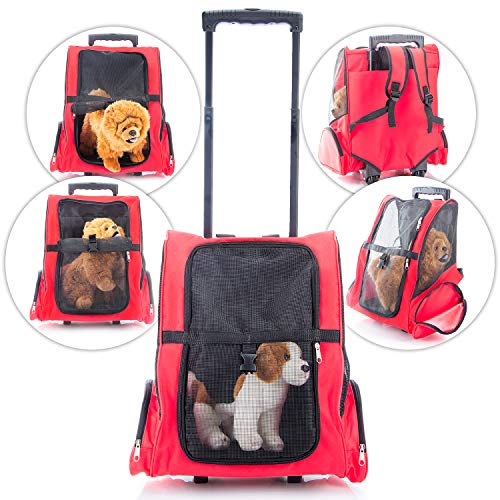 GOODS+GADGETS All Pets United Hunde-Trolley Kleintier Transportbox für Hunde und Katzen Tier-Trolley Haustier-Rucksack mit Teleskoparm (Hundetrolley) von GOODS+GADGETS