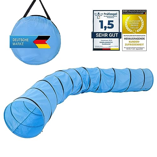 Hunde Agility Tunnel - Hundetunnel Spieltunnel Agilitytunnel Hundehöhle inkl. Heringe und Transporttasche (500 x 60 cm) von GOODS+GADGETS