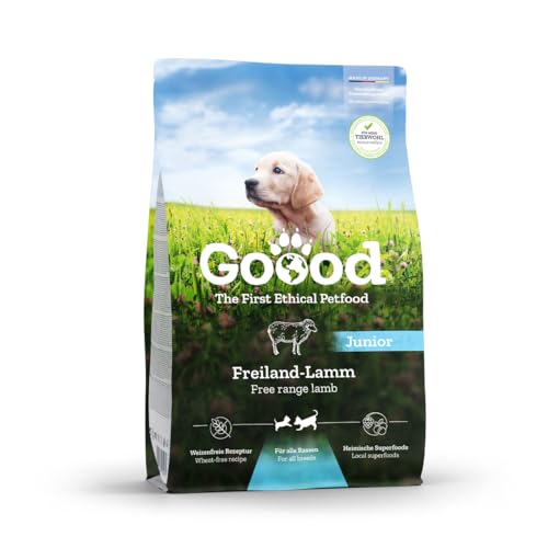 Goood Junior Hundefutter Trocken für Welpen [3-15 Monate] - Gesundes Hundefutter Getreidefrei & ohne Zusatzstoffe - Trockenfutter für Hunde - Freilandlamm & Forelle - für ALLE Rassen [1 x 10 Kg] von GOOOD