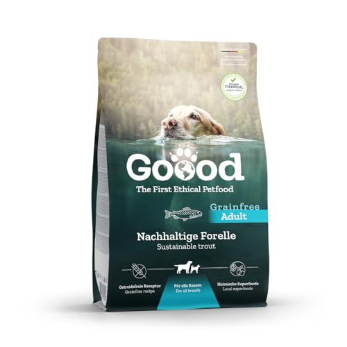 Goood Premium Hundefutter Trocken für ausgewachsene Hunde ab 11kg - Gesundes Hundefutter Getreidefrei ohne Zusatzstoffe - Trockenfutter für Hunde - Nachhaltige Forelle - für ALLE Rassen [1 x 10 Kg] von GOOOD