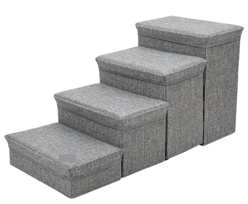 Haustiertreppe, kreative verstellbare Treppe, 4 Stufen, rutschfeste Rampe mit Stauraum, Schlafsofa, Leiter, Heimtierbedarf (Color : Gray) von GOPEO