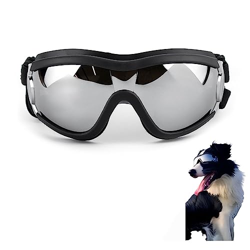 wasserdichte Brille FüR Hunde Sonnenbrille Skibrille Schneeschutz Winddicht Scheuklappen,Uv400-GläSer, Geeignet FüR MittelgroßE Bis GroßE Hunde von GOPEO