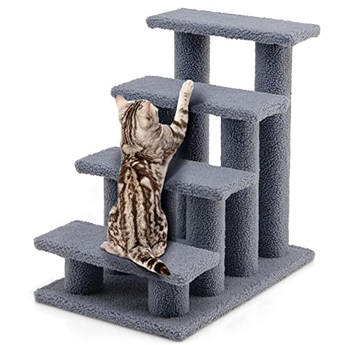 GOPLUS Tiertreppe Beige, Haustiertreppe Katzentreppe Hundetreppe Kletterbaum Katzenkratzbaum Spielbaum, Treppe für Katze (Grau) von GOPLUS