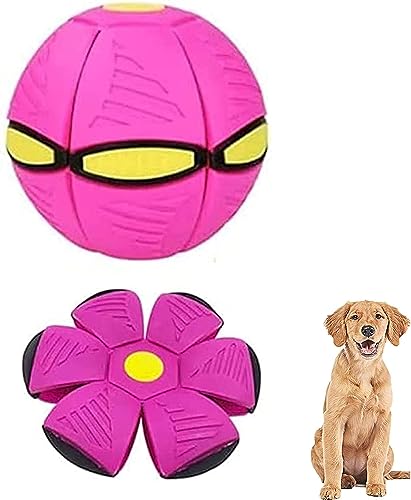 GORGOU OwowPet Magischer Ball für Hunde mit fliegender Untertasse, für Welpen, Geburtstag, interaktives Hüten, Dekompression, Kinderspielzeug, Rosa von GORGOU