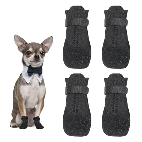 4 Stück Hundeschuhe Pfotenschutz Hunde Schuhe Outdoor atmungsaktiv Hundeschuhe Hundesocken Anti Rutsch für Füße mit Einer Breite von ca. 3,7 cm S von GOSHIES