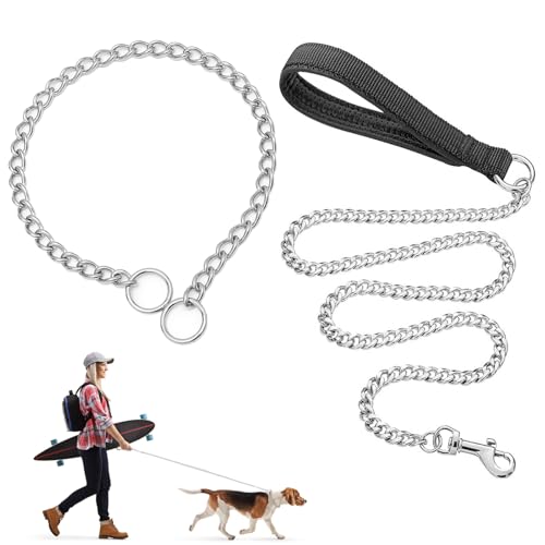 Kettenhalsband Hund 65cm, Sprenger Hundehalskette, Hundeleine Stark Metall Kettenleine, Zugstopp Halsband Hunde Für Hundetraining, Hundespaziergang, Geeignet Für Mittelgroße Und Große Hunde von GOTDYBST