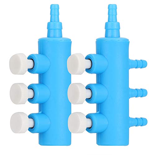 2 Stück Aquarium Luftverteiler Luftverteilerrohr Einstellbarer Shunt mit Ventil Kunststoff Blau Weiß Aquarium Sauerstoffpumpenadapter Zubehör (2 Wege, 3 Wege, 4 Wege, 5 Wege, 6 Wege)(One in Three) von Zerodis