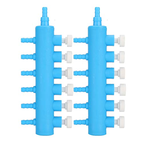 2 Stück Aquarium Luftverteiler Luftverteilerrohr Einstellbarer Shunt mit Ventil Kunststoff Blau Weiß Aquarium Sauerstoffpumpenadapter Zubehör (2 Wege, 3 Wege, 4 Wege, 5 Wege, 6 Wege)(One point six) von Zerodis