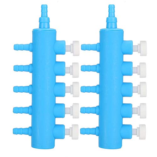 2 Stück Aquarium Luftverteiler Luftverteilerrohr Einstellbarer Shunt mit Ventil Kunststoff Blau Weiß Aquarium Sauerstoffpumpenadapter Zubehör (2 Wege, 3 Wege, 4 Wege, 5 Wege, 6 Wege)(One point five) von GOTOTOP