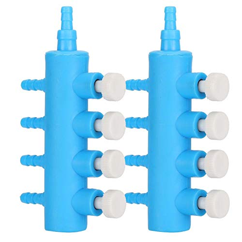 2 Stück Aquarium Luftverteiler Luftverteilerrohr Einstellbarer Shunt mit Ventil Kunststoff Blau Weiß Aquarium Sauerstoffpumpenadapter Zubehör (2 Wege, 3 Wege, 4 Wege, 5 Wege, 6 Wege)(One point four) von GOTOTOP