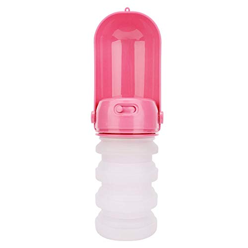 350ml Faltbare Haustierwasserflasche Silikon Tragbarer Trinkwasserflaschenkessel für Hunde Katzen Reisen im Freien (9,65 Zoll)(Rosa) von GOTOTOP