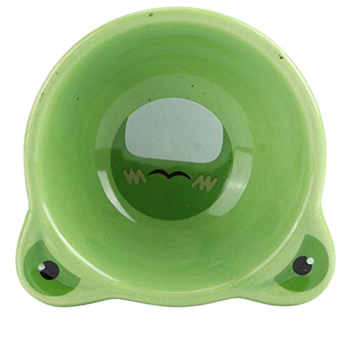 Cartoon Animal Shape Futternäpfe, Wasserfütterung Keramik Anti-Turning Food Bowl für Hamster Kleintiere Pet Feeding Supplies(Frog) von GOTOTOP