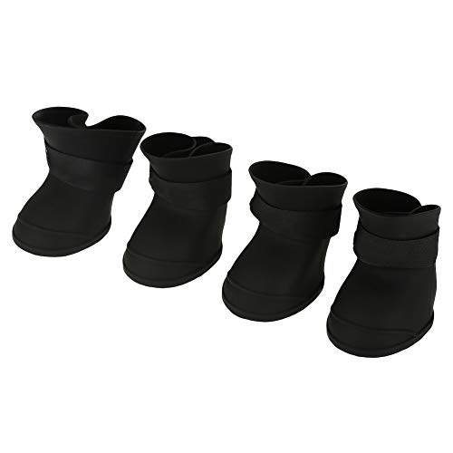 GOTOTOP 4-teilige Haustierstiefel wasserdichte Silikonhunde rutschfeste Regenschutzschuhe Niedliche Sicherheitsstiefel Hundekatze(M-Schwarz) von GOTOTOP