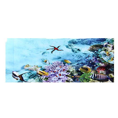 GOTOTOP Aquarium Poster, Korallen und kleine Fische Muster Aquarium Hintergrund Poster PVC Kleber Aufkleber Aquarium Tapete Dekoration(91 * 50cm) von GOTOTOP