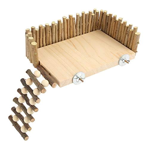 GOTOTOP Hamster-Kletterplattform, Holz-Hamster-Kletter-Kauspielzeug, Kleiner Haustier-Aktivitätsspielplatz mit Zaun, Hamster-Kletter-Landschaftsbau-Plattform für Sugar Glider, Golden von GOTOTOP