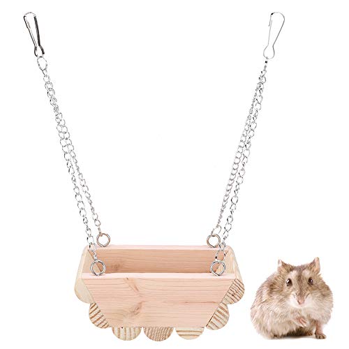 GOTOTOP Hamster Schaukel für Käfig Hölzernes kleines Haustier hängendes Bootsspielzeug mit Kette für Hamster Hängen Sie an der Käfigoberseite (8,3 x 4,3 x 3,1 Zoll) von GOTOTOP