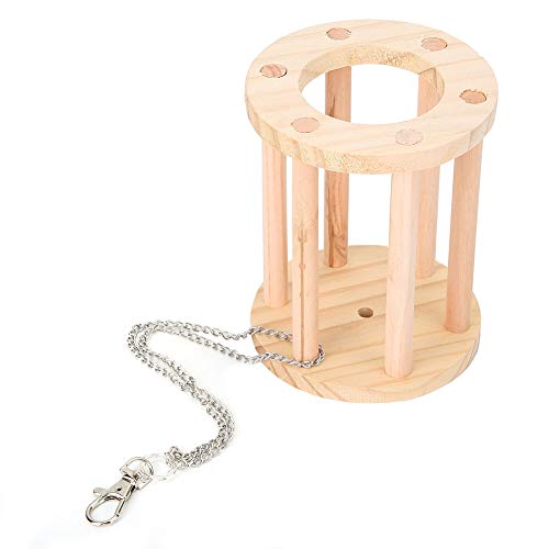 GOTOTOP Kleine Haustier Holz Eimer Feeder, Hamster Feste Höhe verstellbare Strohhalm lustiges Kauen Spiel Gras Korb Käfig Spielplatz Spielzeug für Chinchilla Kaninchen(#2) von GOTOTOP