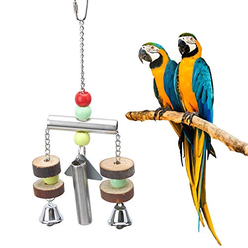 GOTOTOP Papageien Spielzeug, Vogel Kauen Beißen Hängen Stehendes Gestell Edelstahl Glockenkäfig Spielzeug für Wellensittich, Nymphensittiche, Conures, Finken, Eichhörnchen von GOTOTOP