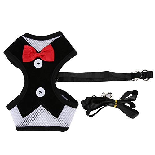 Hundegeschirr mit Zugseil, Hundebrustgurte Geschirr Abendkleid mit Bowtie Pet Polyester Geschirr für Hunde Katzen Welpen(L) von GOTOTOP