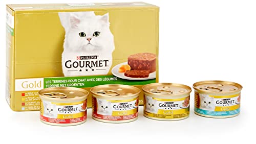 GOURMET - Terrinen mit Gemüse Hühnchen-Karotten-Zucchini, Rind-Karotten, Ente-Karotten-Spinat, Thunfisch-Tomate - 12x85g - 8er Pack von Gourmet