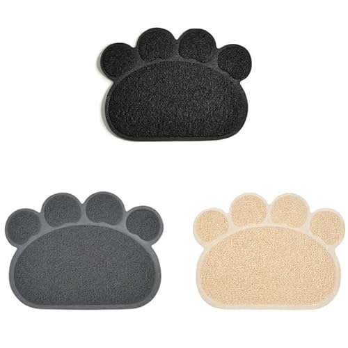 3 Stück Katzenstreu Matte,Katzenstreu-Matte Katzenklo Matte,Haustier Fütternapfmatte,PVC Futtternapf Haustier Hund Katze Welpen Schüssel Kätzchen Futter Wasser Matte Pfoten-Form von GOVNPJ