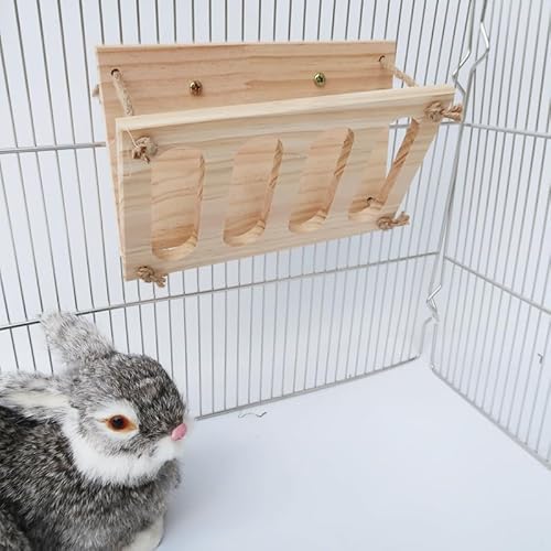 Heu Futterspender für Käfig,Meerschweinchen Chinchilla,Futterraufe inkl,Heuraufe aus Holz,Haken Zubehör Kaninchenstall Stall Futterkrippe Holz Heu hängend von GOVNPJ