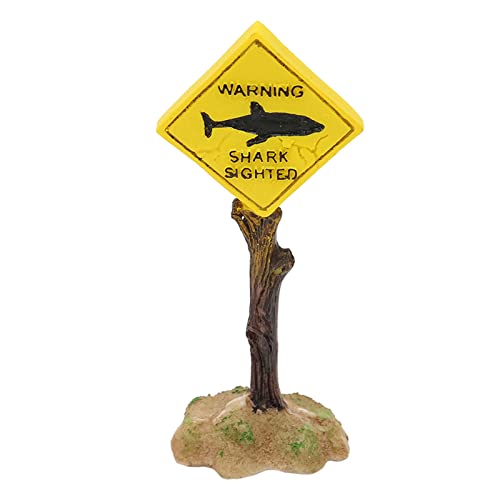 GOWENIC Shark Warning Signs for Aquarium Decoration, Funny Aquarium Landscape Ornaments, Aquarium Funny Ornaments Shark Warning Sign, Fish Tank Aquatic Plants Accessories von GOWENIC