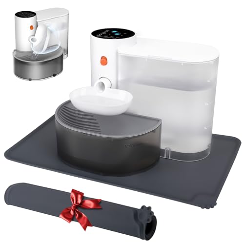 GOYJOY Smart Pet Wasserbrunnen, kabelloser Katzenwasserbrunnen ohne Filter, 3,5 l, Ultra-leiser Katzenbrunnen, Abwassertrennung und Immer frisches Wasser (inkl. Einer Silikon-Futtermatte) von GOYJOY