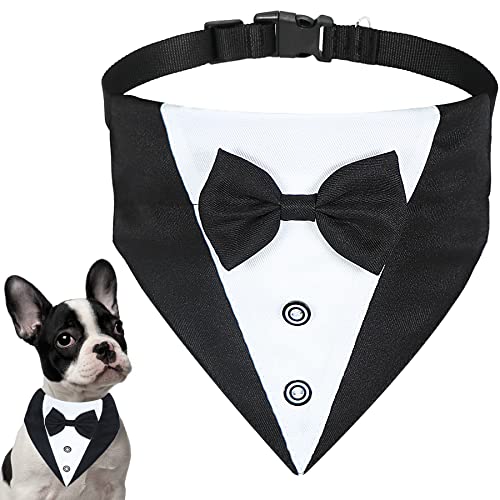 GOYOSWA Hunde-Smoking-Halsband mit Fliege, Hundeanzug, Hochzeit, Halstuch, verstellbar, Tux, formelle Hunde-Kostüme für kleine, mittelgroße und große Hunde (S: Halsumfang 31,8 cm - 53,3 cm) von GOYOSWA