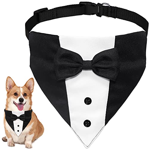 GOYOSWA Hunde-Smoking-Hundeanzug, Hunde-Hochzeits-Bandana-Halsband mit Fliege, verstellbares Hunde-Tux, formelle Hundekostüme, Verlobungsgeschenke für kleine, mittelgroße und große Hunde, Haustiere von GOYOSWA