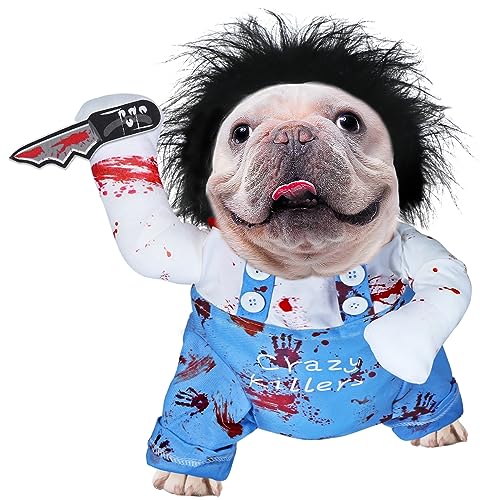 GOYOSWA Pet Deadly Doll Dog Costume, Dog Halloween Costumes Funny Dog Costumes Halloween Dog Costume Clothes for Small Medium Large X-Large Dogs Pets (Large) von GOYOSWA