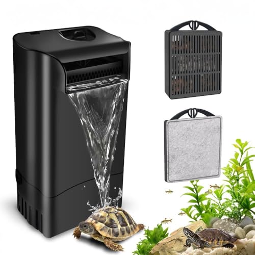 GOZILLA Turtle Tank Filter 8W 560L/H Adjustable Water Flow Aquarium Filter for Low Water Level Tank, Turtle Filter Quiet Waterfall Fish Tank Filter for 10-30 GAL (Schwarz) von GOZILLA