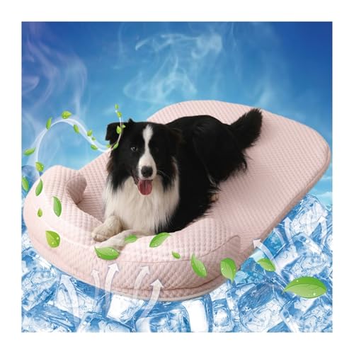 Kühlmatte für Hund Selbstkühlende Hundematte Sommer Haustiere Kühlmatte Waschbare mit Reißverschluss Eisseidenunterlage rutschfeste Weiche Kühldecke für Hunde(Pink,100 x 75cm) von GOZYLA