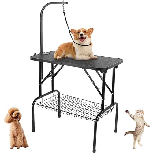 GRANDMA SHARK Trimmtisch für Hunde, Hundepflegetisch Klappbarer Tierpflegetisch Hundefriseur Tisch 32" Kann einem Gewicht von 100 kg standhalten(Single Leine) von GRANDMA SHARK