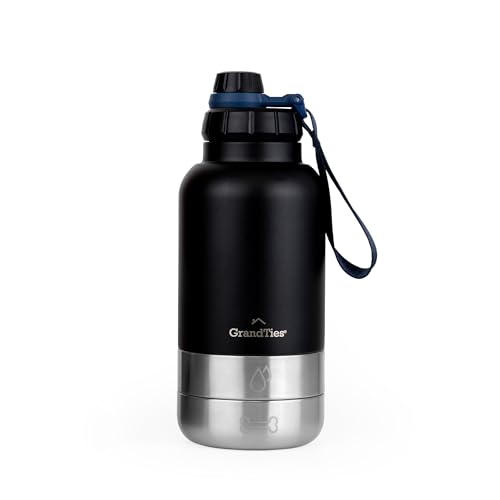 GrandTies Isolierte tragbare Hundewasserflasche mit 2 abnehmbaren Hundenapfspender, auslaufsicherer Hundefutter-Reisebehälter, Hundezubehör für Spaziergänge, Wandern, Camping (950 mL, Mattschwarz) GrandTies Isolierte tragbare Hundewasserflasche mit 2 abnehmbaren Hundenapfspender, auslaufsicherer Hundefutter-Reisebehälter, Hundezubehör für Spaziergänge, Wandern, Camping (950 mL, Mattschwarz) von GRANDTIES