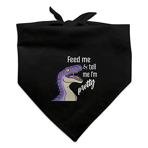 Velociraptor Hundehalstuch mit Aufschrift "Feed Me and Tell Me I'm Pretty Dinosaurier" von GRAPHICS & MORE