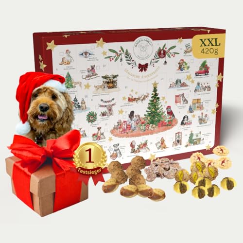 Green PAWLY® XXL Hunde Adventskalender 2024 | Premium Hundeleckerlies | 420 Gramm Inhalt | 100% Lebensmittelqualität | Ohne Chemie | Muskelfleisch und Veggy von GREEN PAWLY NATURAL FOOD