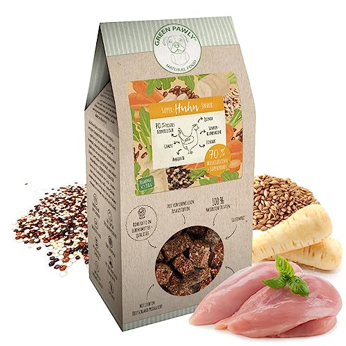 Green PAWLY Super-Huhn-Snack, Hühnerfleisch mit Superfoods, Hunde-Leckerli, Gluten-Zuckerfrei mit hohem Fleischanteil (125g) von GREEN PAWLY NATURAL FOOD