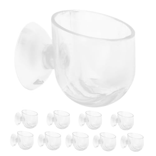 GREENADSCAPE 10 Stück Aquarium Topf Saugnäpfe Aquarium Dekoration Haustier Futterspender Aquarium Pflanzen Glas Futterspender Mit Saugnapf Aquarium Becher Transparente Schüssel von GREENADSCAPE