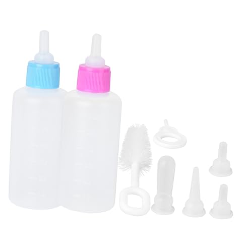 GREENADSCAPE 2 Sätze Haustier-Futterflaschen-Set Kätzchen Milchflasche katzensaugflasche Neugeborenen-Kit Haustierflaschen-Set Tierflaschen-Kit Babyflasche Welpe Pflegeset für Haustiere pp Blue von GREENADSCAPE